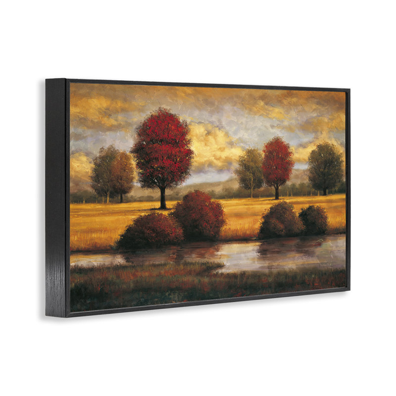 Serene Stream & Trees, estampe numérique, design par Gregory Williams, H 12 po x l 18 po, Giclée encadrée noir minuit