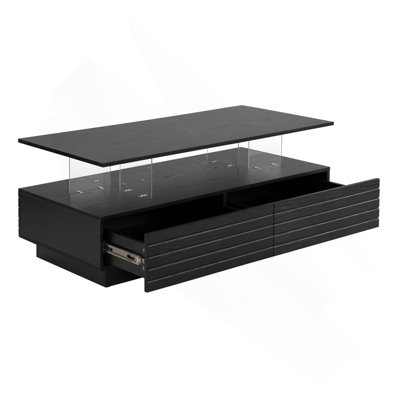 Table basse moderne à 2 tiroirs de 47,2 po, Noir