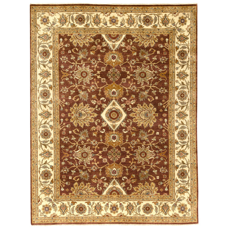 High-Quality Hand-Knotted Red And Ivory Area Rug