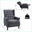 Fauteuil inclinable à oreilles en tissu avec repose-pieds et dossier capitonné HOMcom | Gris foncé | Métal