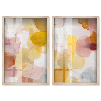 Ensemble d'art abstrait moderne avec impression sous cadre-vitrine, par Art Remedy, cadre noir, 10 x 15