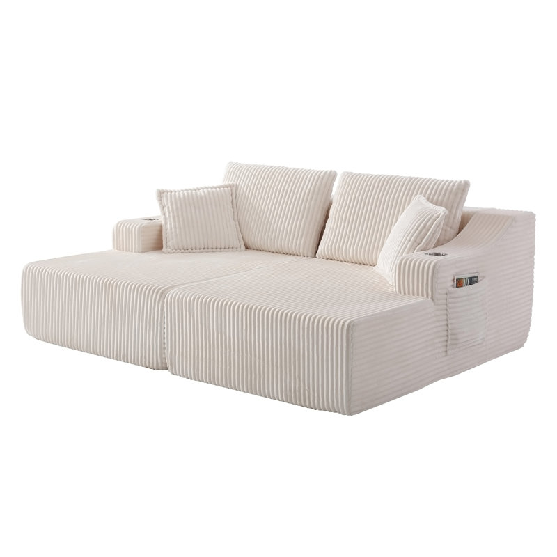 Chaise longue surdimensionnée de 83 po, Tissu blanc