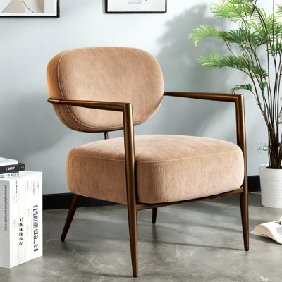 Grandes chaises d'appoint, méridienne moderne à structure en métal brun clair