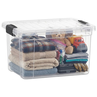 Superio 49 Quart Clear Plastic Storage Containers with Lids, Stackable Organizer Bins, BPA-Free Storage Boxes for Home, Office, Dorm & Classroom, 1 Pack