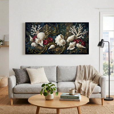 Shell Coral Canvas Wall Art Oil Painting Print Set Of 1