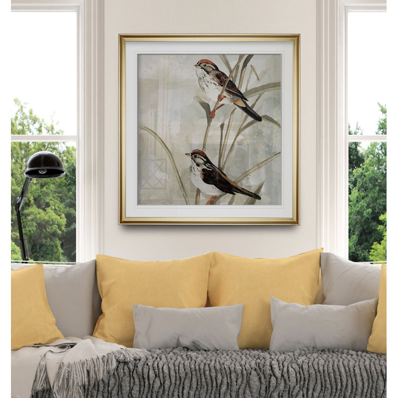 " Neutral Spring II ", 16" H x 16" W x 1.5" D, Gold Framed