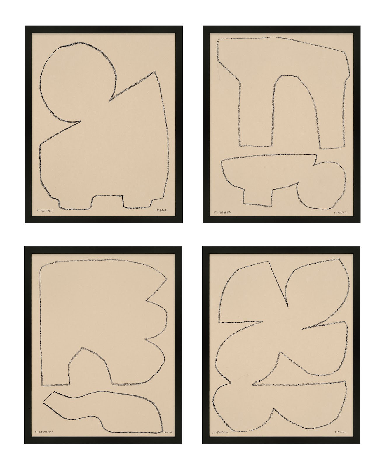 Freya "Outlines" 4-Piece Painting Set, Black Framed, 40" W x 50" H