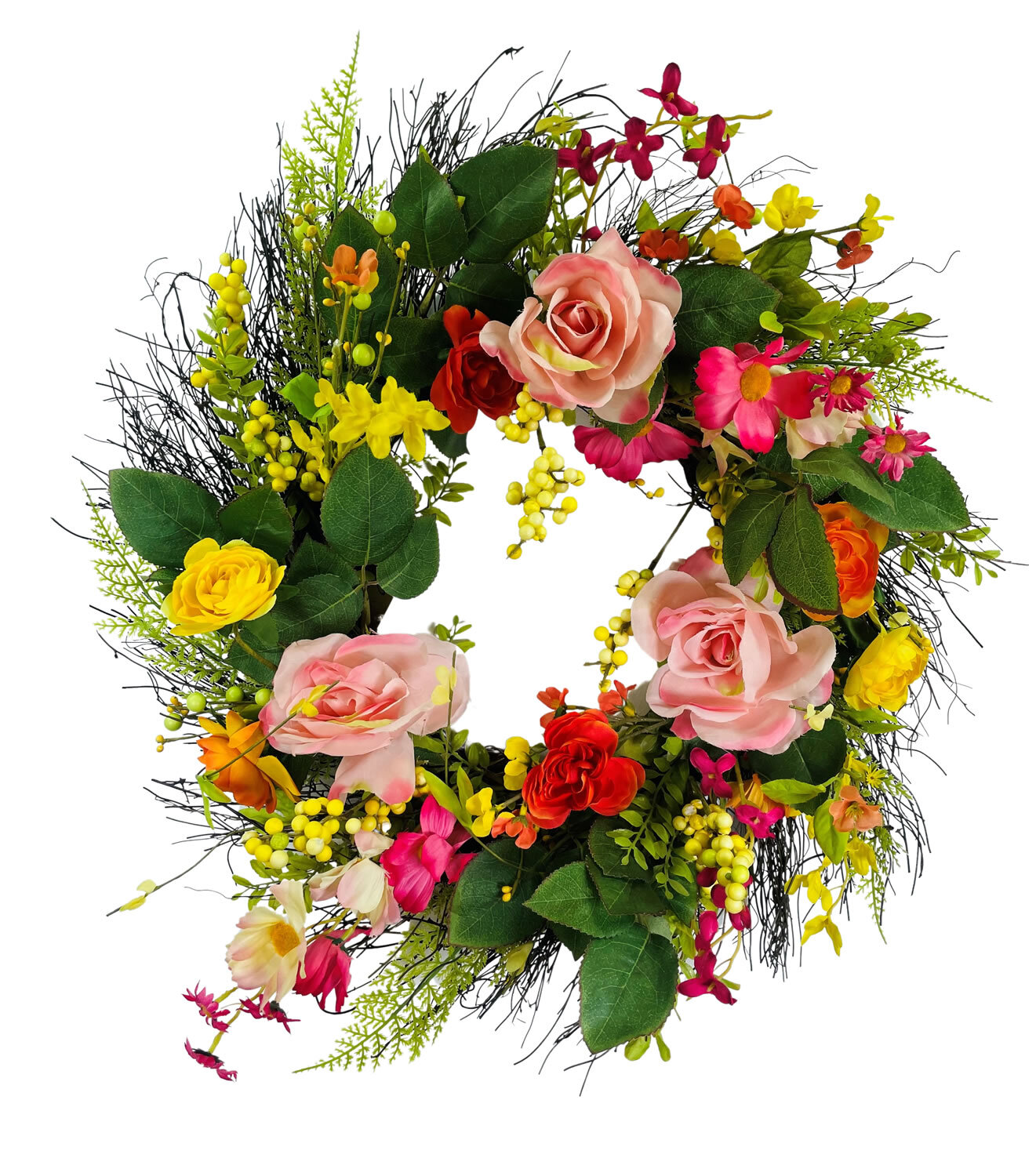 Primrue Faux Rose Twig 24'' Wreath | Wayfair