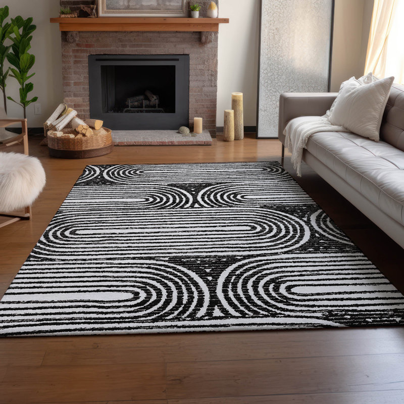 Tapis noir Cerrito AMF540 lavable à la machine de qualité supérieure, Rectangle 5 pi x 7 pi 6 po