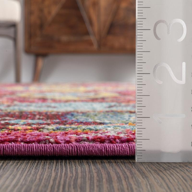 Juliemarie Vintage Bohemian Power Loom Performance Pink Rug, Runner 2'6" x 10'