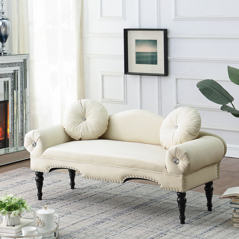 Anastasya Upholstered 54'' Loveseat, Beige Velvet