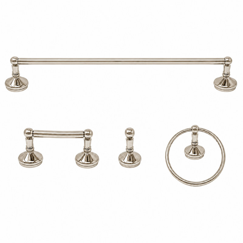 Ensemble de quincaillerie d'accessoires de salle de bain 4 pièces Sacramento P4BSAC18, Nickel poli