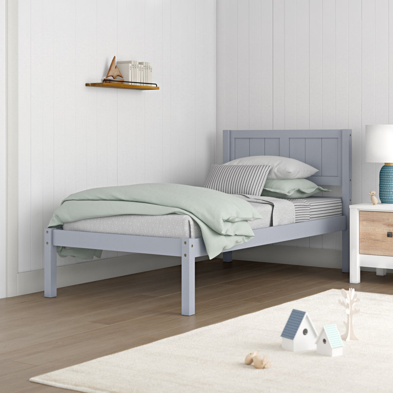 Lit simple en bois massif, Gris