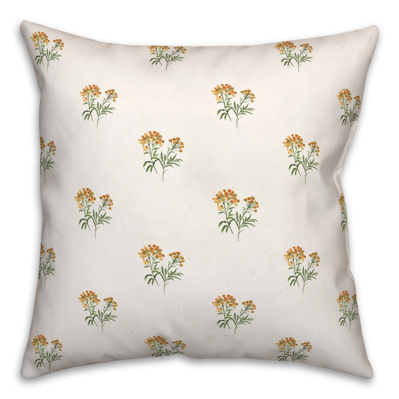 Floral Outdoor Reversible Throw Pillow, 18" H x 18" W, White