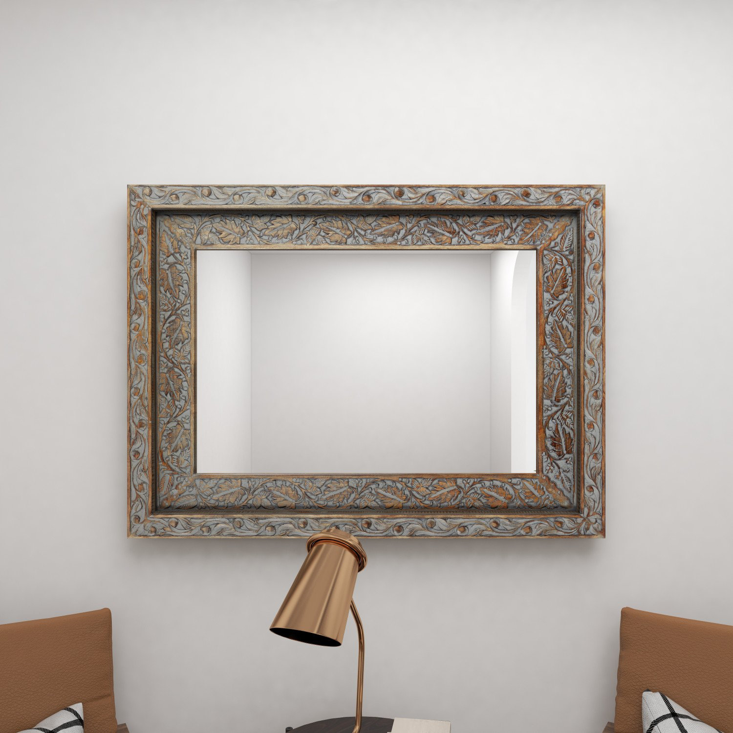 Handmade Carved Floral Wall Mirror