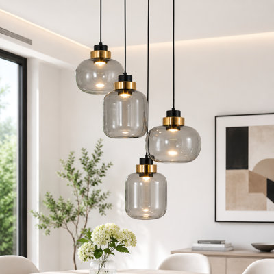 Leonah 4 - Light Matte Black LED Cluster Pendant