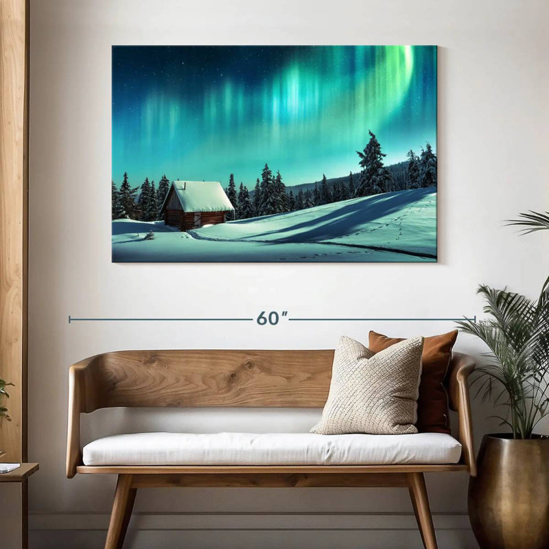 Alvord Snowy Cabin Aurora, H 32 po x l 48 po