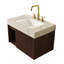 Meuble-lavabo mural 30 po Mid-Century flottant avec comptoir en pierre frittée-211382566