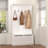 Entryway Bench with Standing Coat Rack, Hall Tree with Shoe Storage Bench, Entryway Organizer with 5 Hooks, White