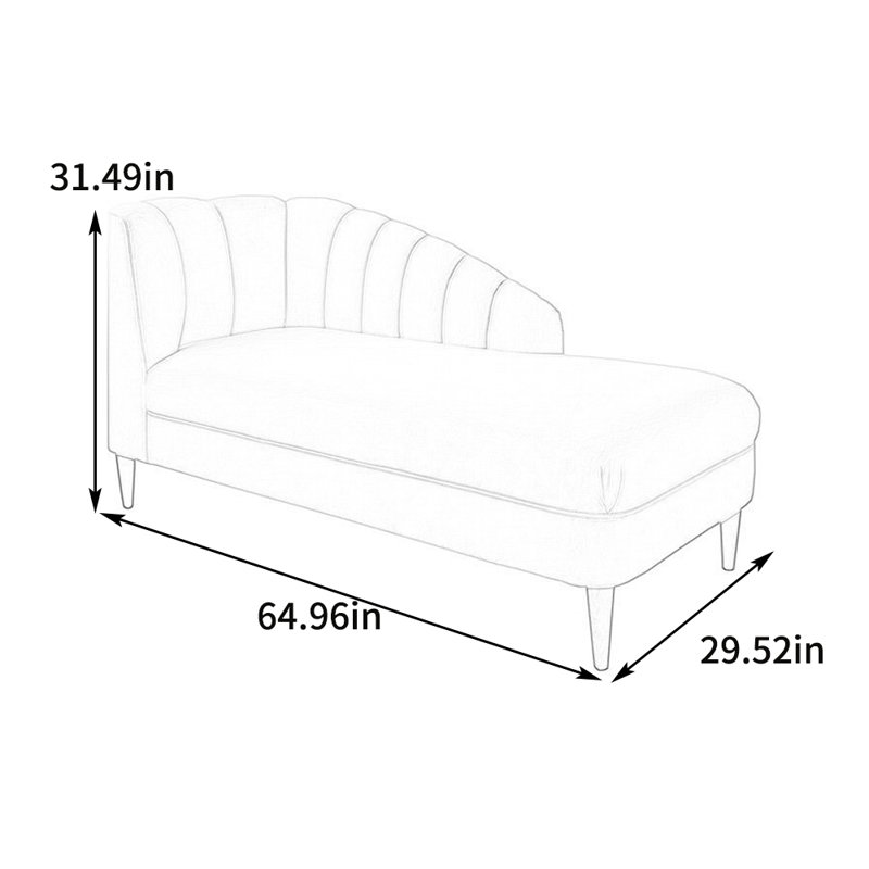 Chaise longue rembourrée en tissu éponge simple, Accoudoir à gauche (vu de face)