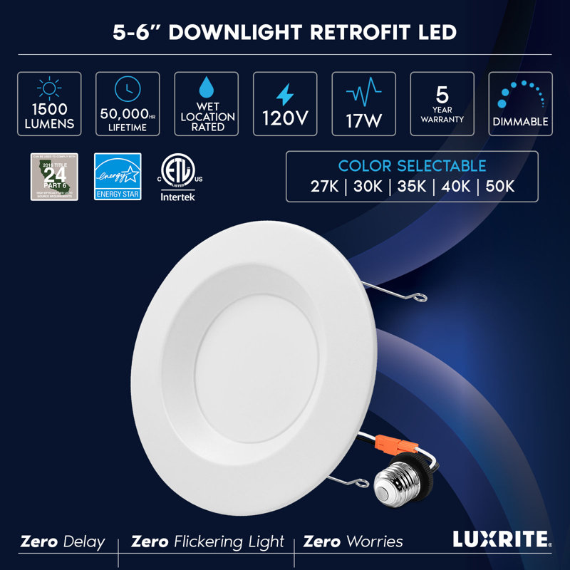 7.33'' White Aluminum Dimmable LED Recessed Lighting Kit