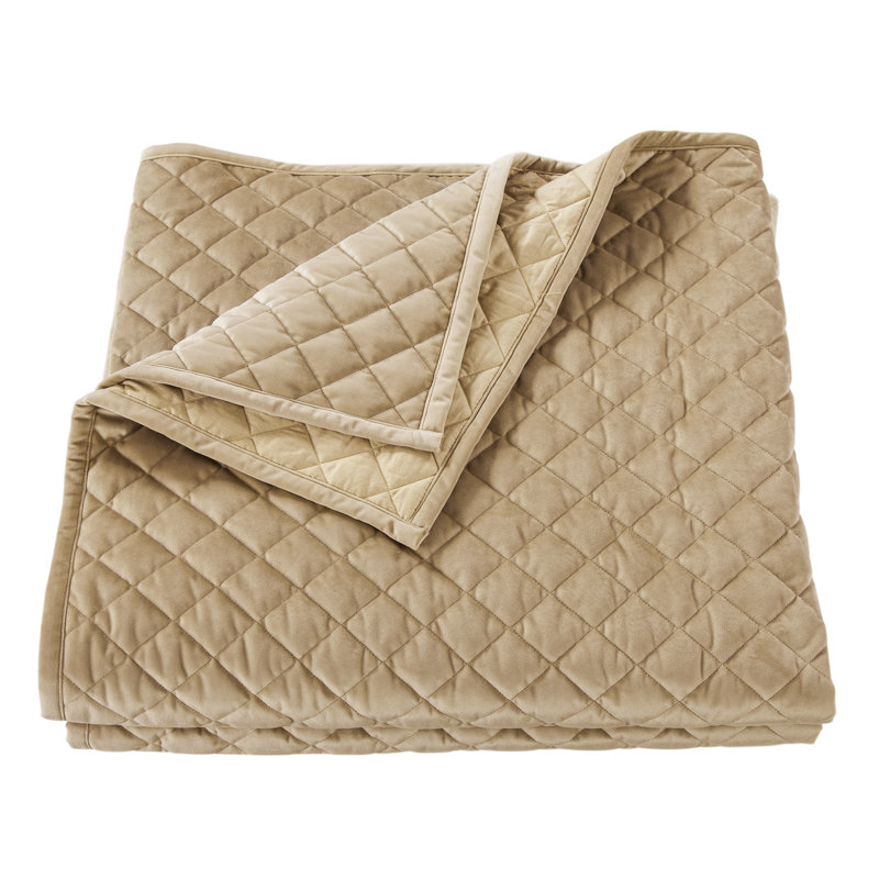 Gold Velvet Diamond Twin Quilt Set with Cotton Fill