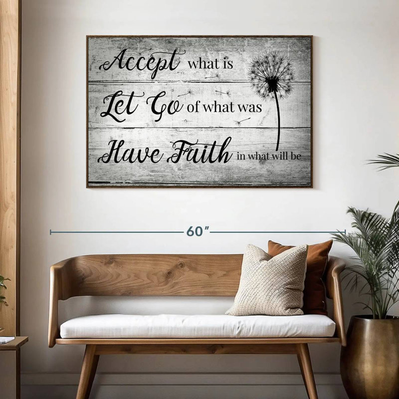 Citation «Have Faith», 46 po x 31 po, Cadre flottant noyer