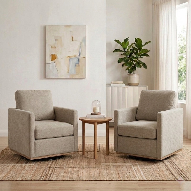 Fauteuil club pivotant et confortable 30,5 po, Chenille taupe