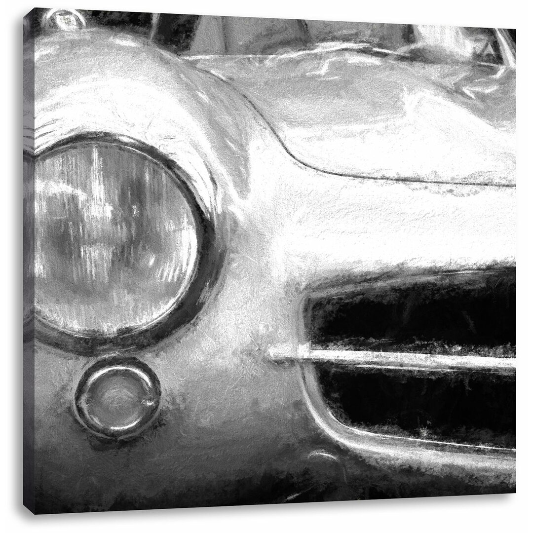 Leinwandbild Oldtimer in Silber