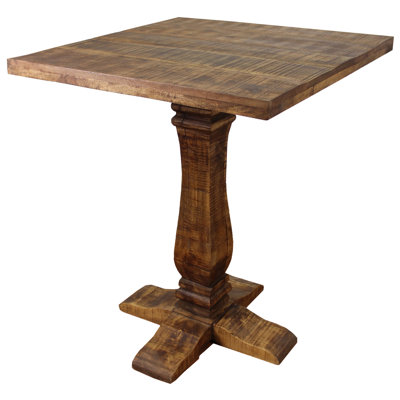 Table de bar à piédestal au fini brun sur bois massif