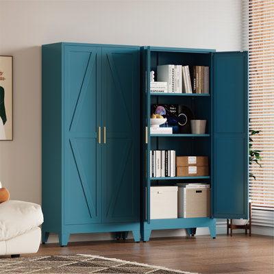 Armoire de rangement de 61 po de hauteur, armoire de rangement en métal blanc, armoires de rangement pour garde-manger avec 2 portes et 3 tablettes réglables, armoire de cuisine, salle à manger, salon et salle de bain