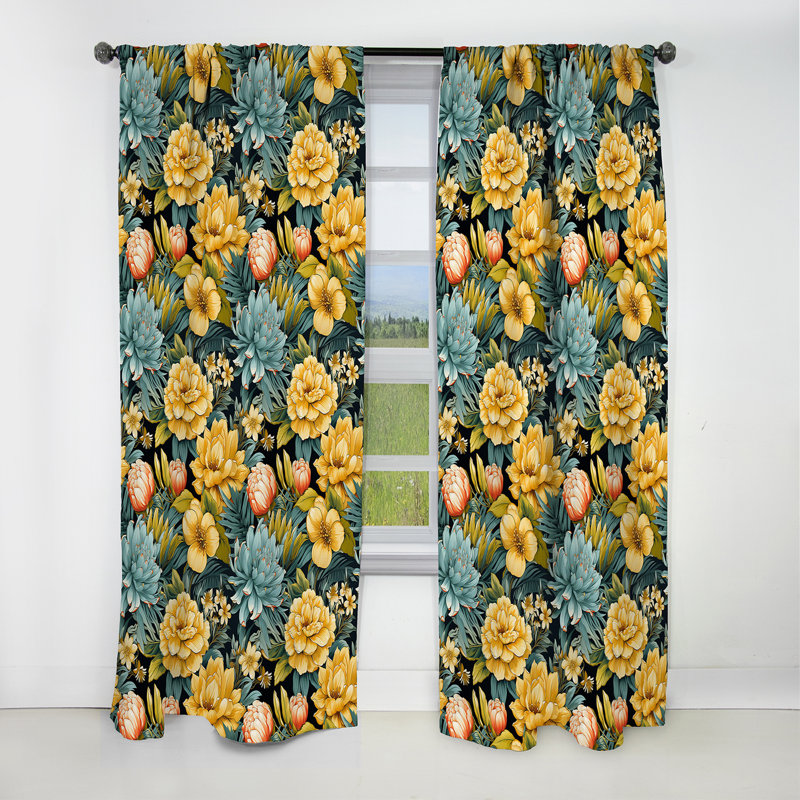 Pineapple Serenity - motif tropical I - Rideau floral - Rideau occultant floral - 1 panneau, L 52 po x L 120 po
