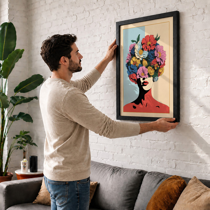 Blooming Crown Botanical - Framed Print, A1 - 84.1 x 59.4 cm, Black
