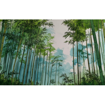 Bamboo Wallpaper Forest Green Removable Wall Decor