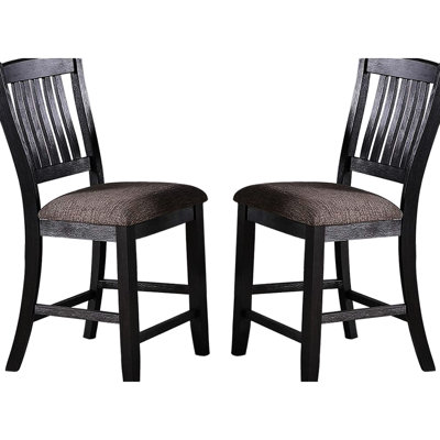De 2 chaises de comptoir de couleur café foncé, coussin de siège rembourré, dossier élégant pour la cuisine, chaise en bois d'hévéa 2, siège en tissu, occasions de fêtes modernes, artisanal