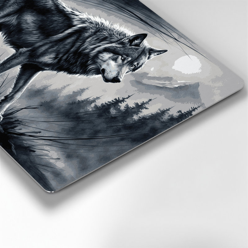 Faune loup gris, art mural en métal, H 8 po x l 10 po