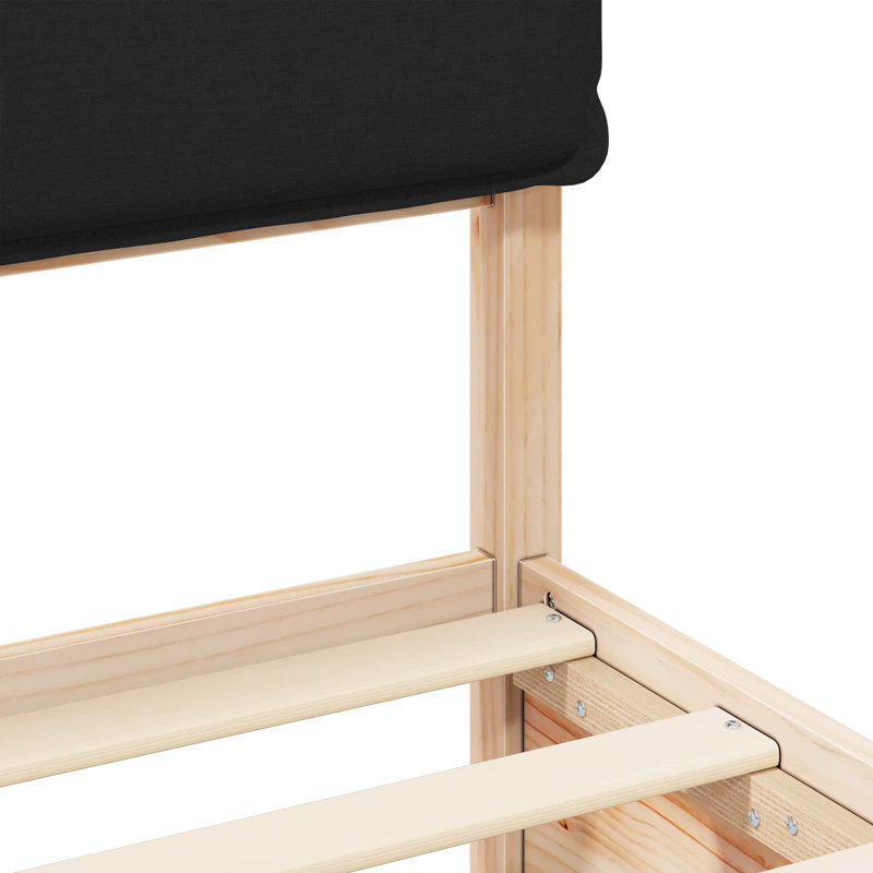 Solid Wood Bed, Natural/Black, Super King (6')