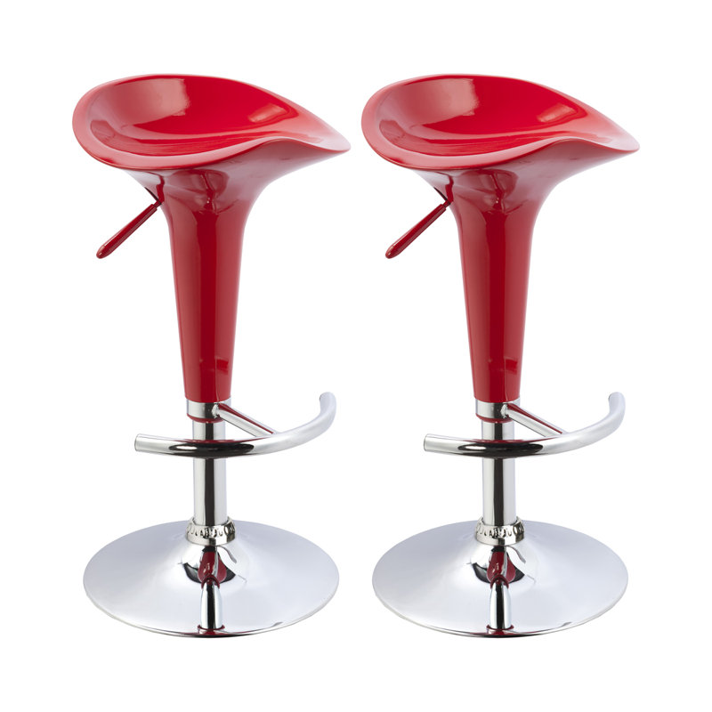Gibbons Swivel Adjustable Height Counter Stool with Metal Frame, Red