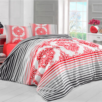 Cotton Blend Damask Duvet Cover Set