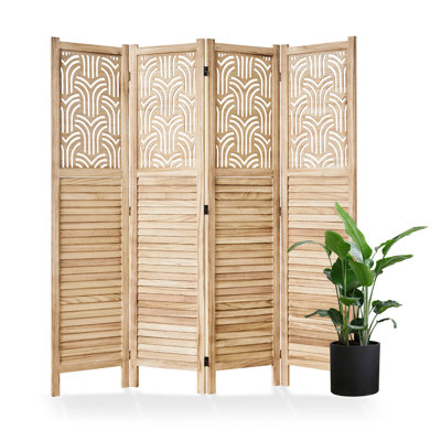 66.9''H Room Divider Paulownia Wood Carved Privacy Screens, Modern minimalist style Separation Wall