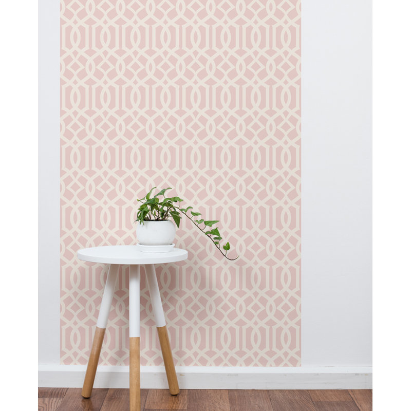 Papier peint adhésif moderne en treillis, Rose