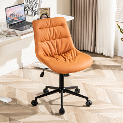 Isayiah Upholsterd Swivel Office Chair Faux Leather Task Chair Computer Desk Chair