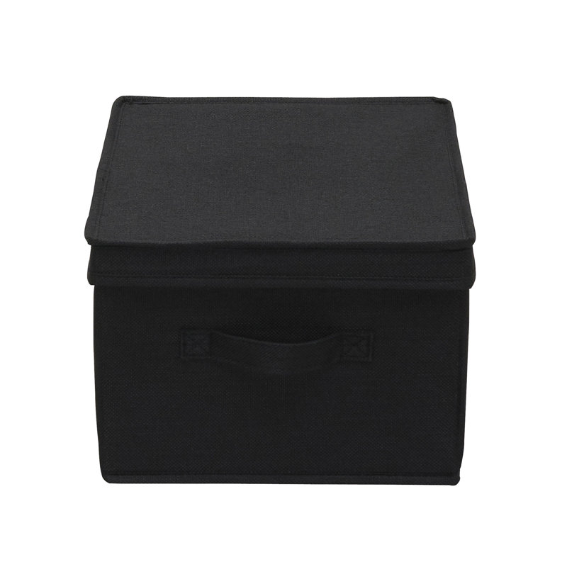 Bacs de rangement avec couvercles et poignées chromées avec œillets, H 8 po x l 12 po x P 15 po, Noir