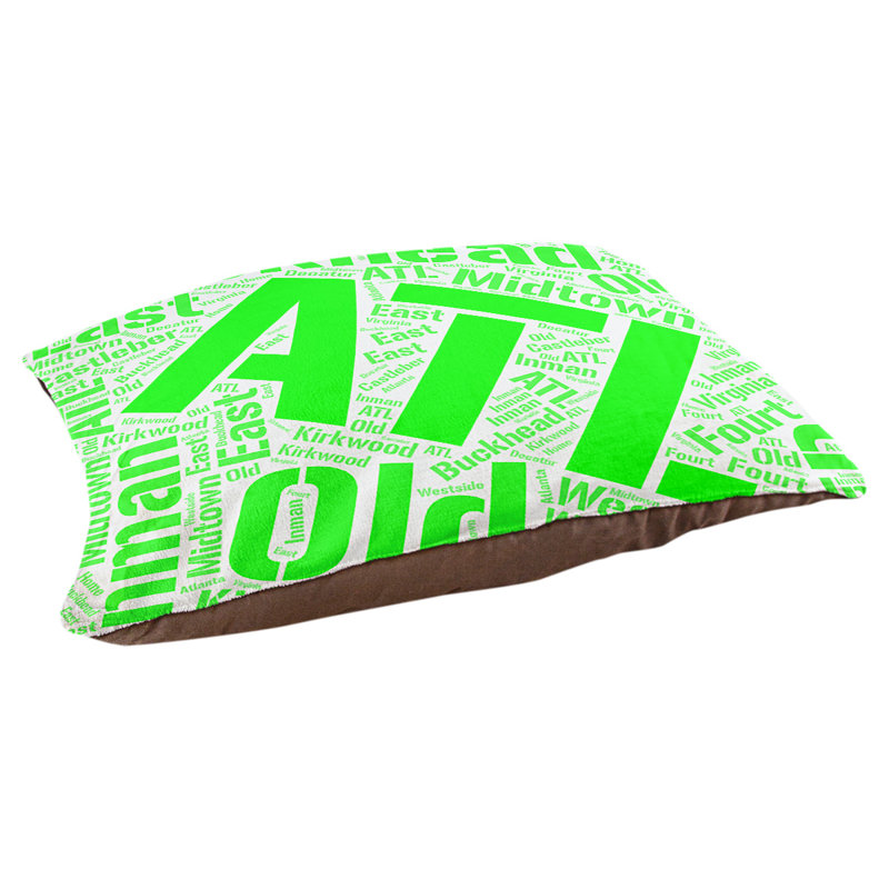 Coussin de chien « districts », Moyen (H 9,5 po x l 28 po x P 18 po), Atlanta, Vert