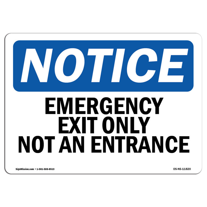 La sortie de secours n'est pas une enseigne d'entrée, H 12 po x l 18 po x P 0,1 po