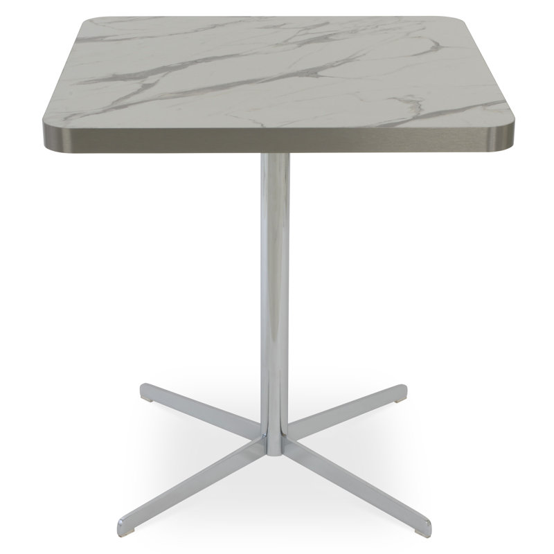 Diana Pedestal Dining Table, Chrome, White