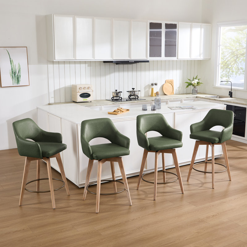 Tabouret de comptoir pivotant en simili cuir Ashwell, Green