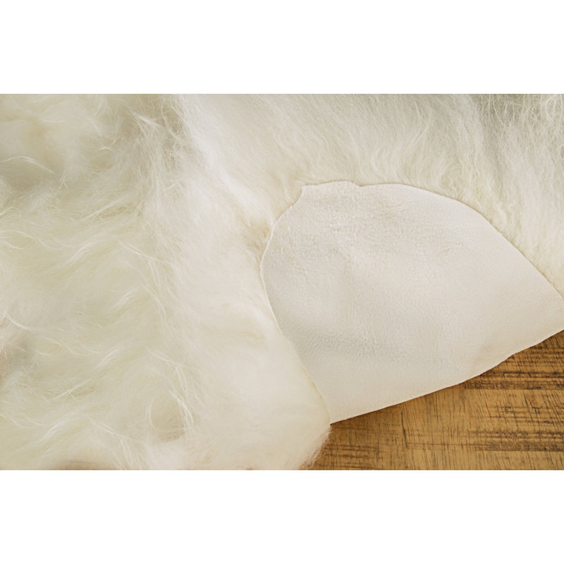 Hansley Handmade Icelandic Sheepskin White Area Rug, Novelty 2' x 3' Duplicate