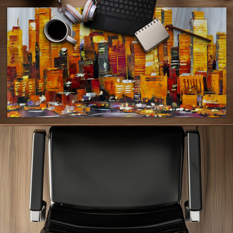 Orange buildings - 15.75"x31.50" Desk mat