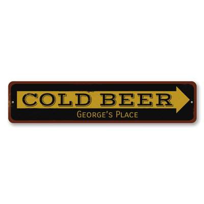 Cold Beer Arrow Custom Aluminum Sign